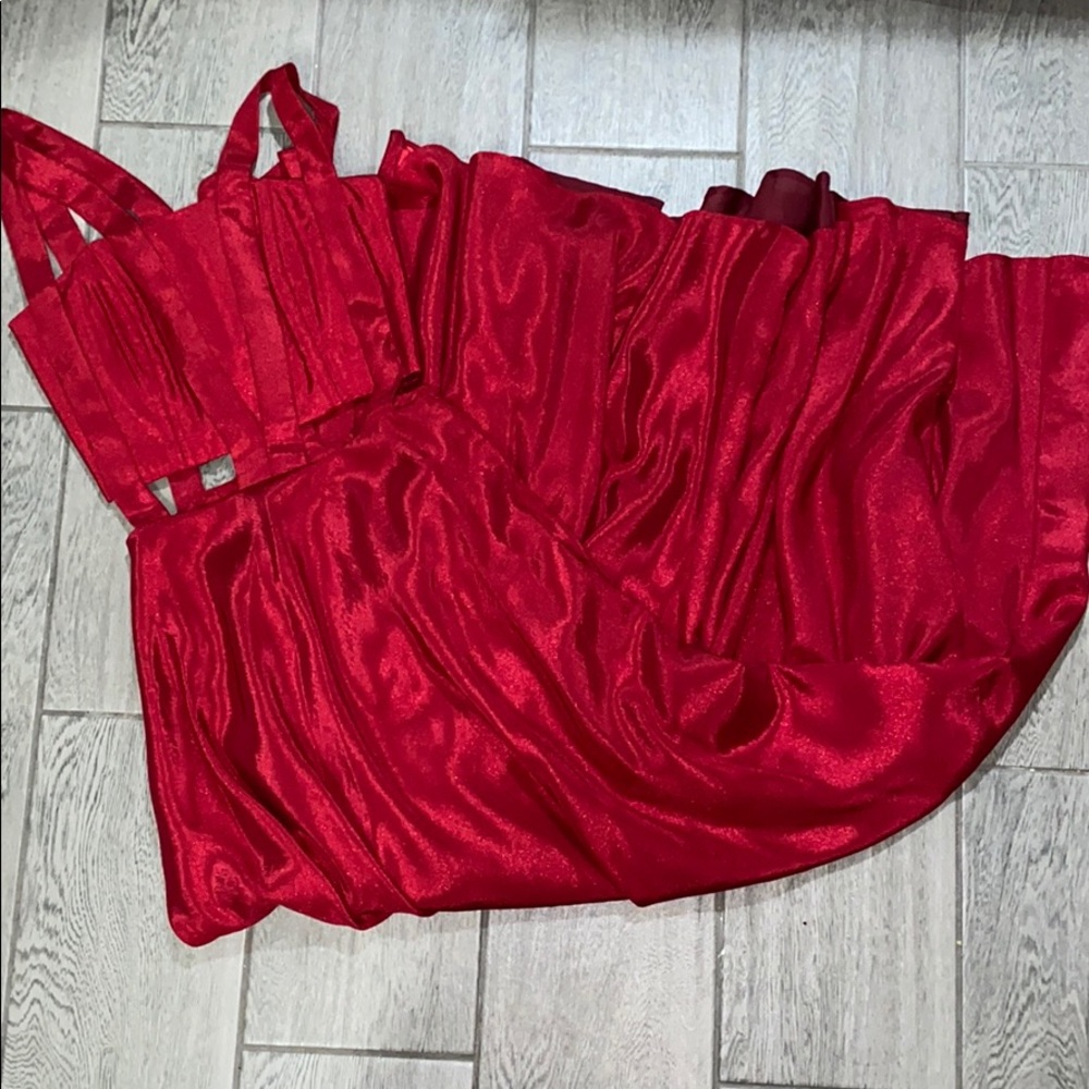Red floor length  desss
